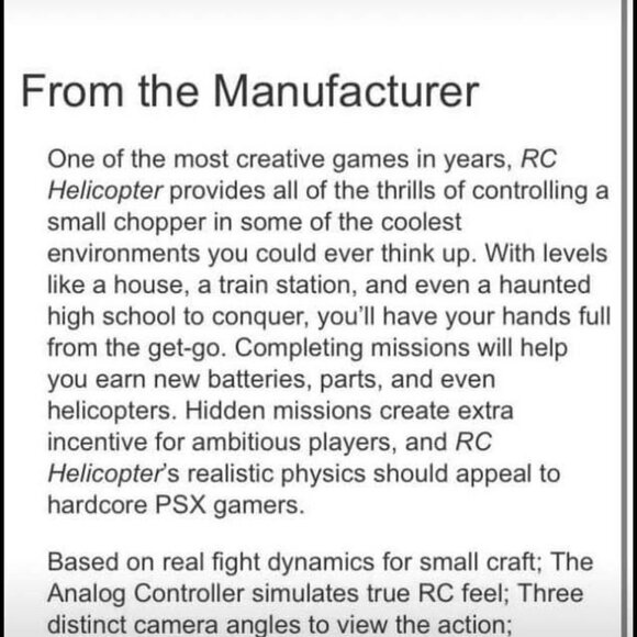 RC Helicopter Sony PlayStation 1 2002 Brand New Factory Sealed Video Game PS1 - Picture 3 of 4